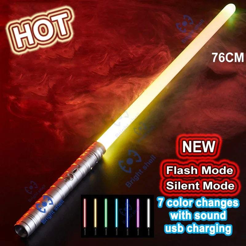 Juguete de sable de luz láser de metal, sable de luz RGB con 15 cambios de color, sonidos, efectos Force FX, FOC, juguete bláster, regalo de espada láser Jedi