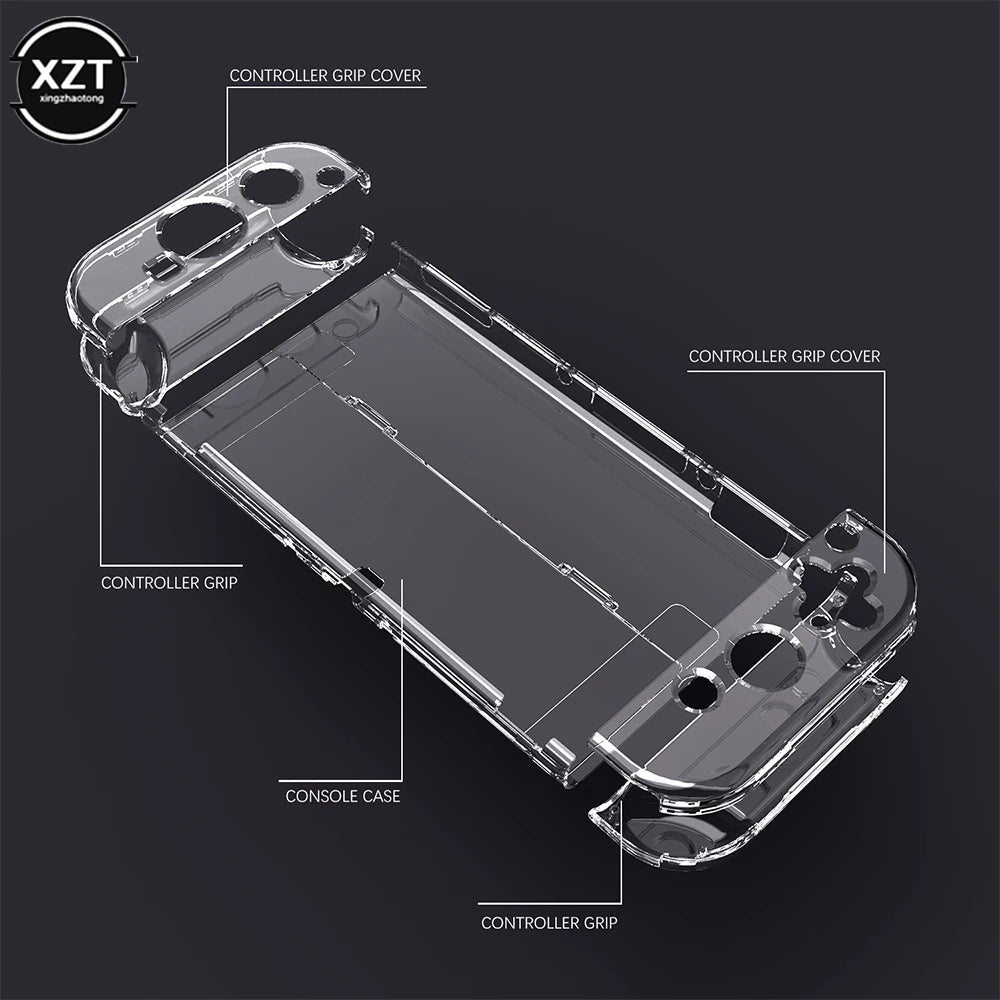 Funda Protectora Transparente de Cristal para Nintendo Switch OLED, Carcasa Rígida Transparente Acoplable para Consola Switch OLED, Accesorio