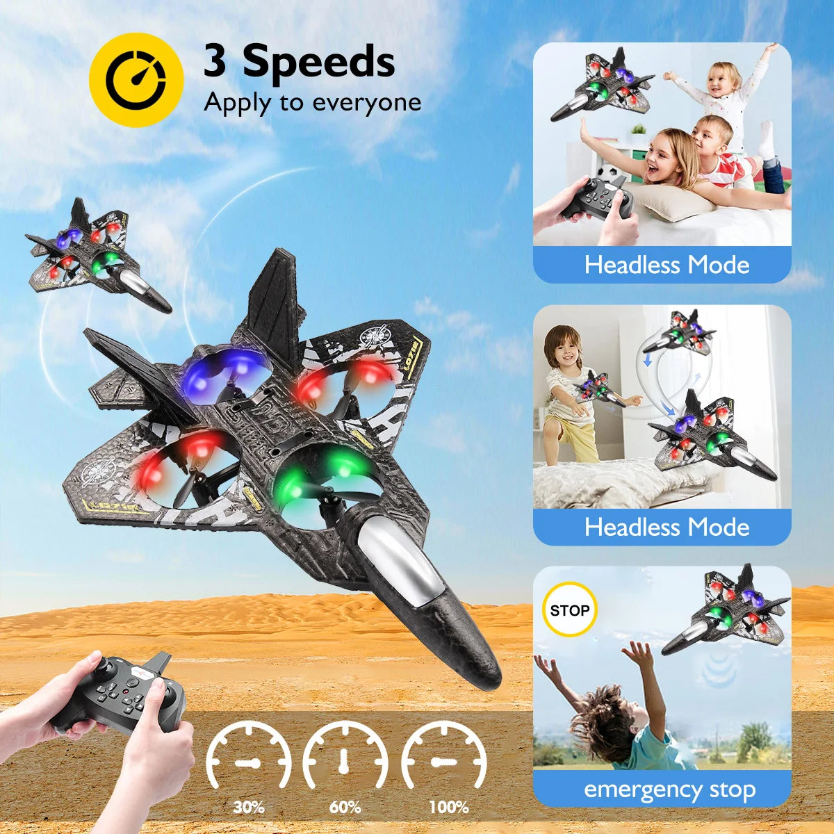 L0712 RC avión 2,4G Avión de Control remoto helicóptero con detección de gravedad planeador con luchadores de espuma EPP ligeros para niños