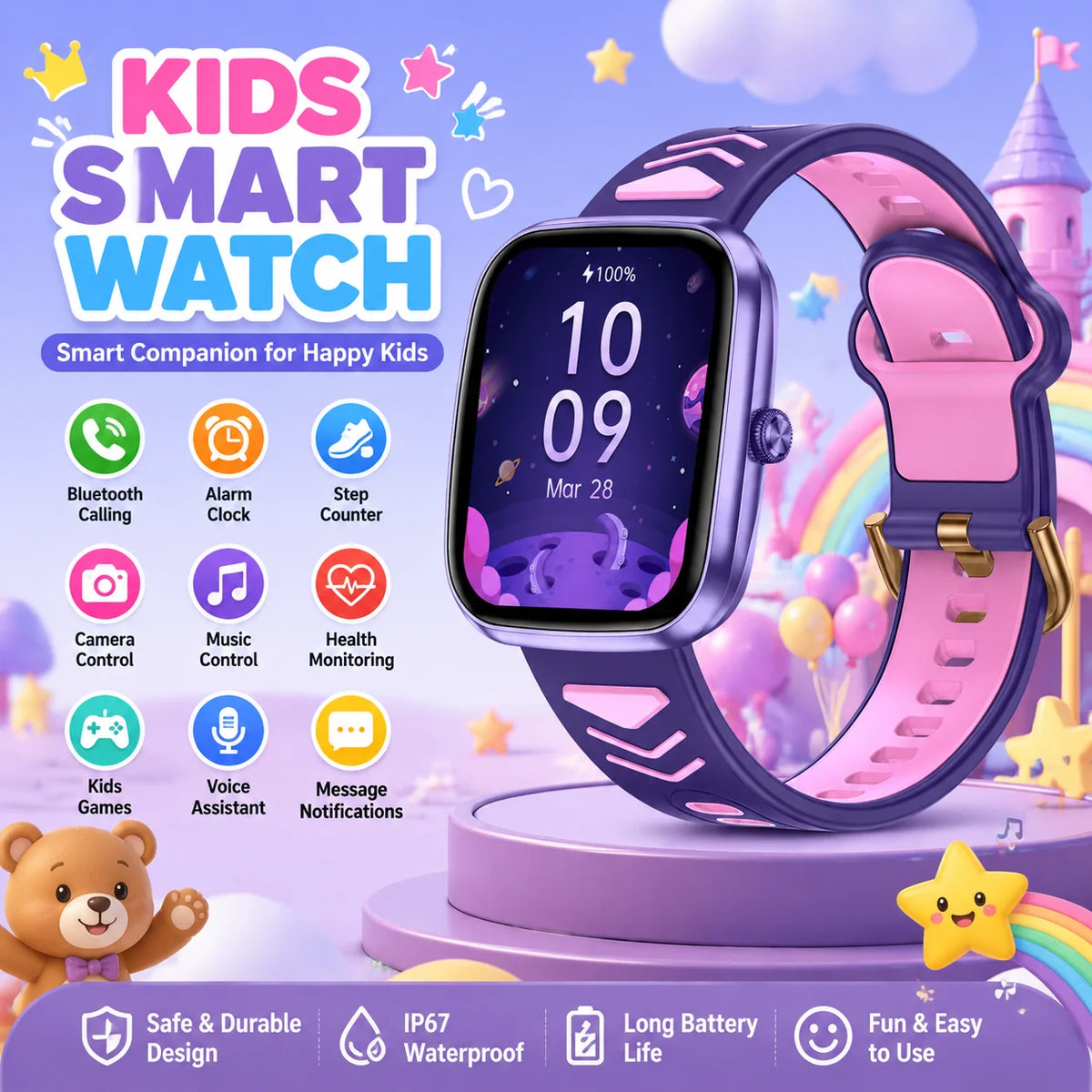 LIGE 2026 Nuevo Reloj Inteligente para Niños 1.75“ HD Llamada Bluetooth Reloj Inteligente Infantil Monitoreo de Salud Deportivo Reloj Impermeable para Niños y Niñas