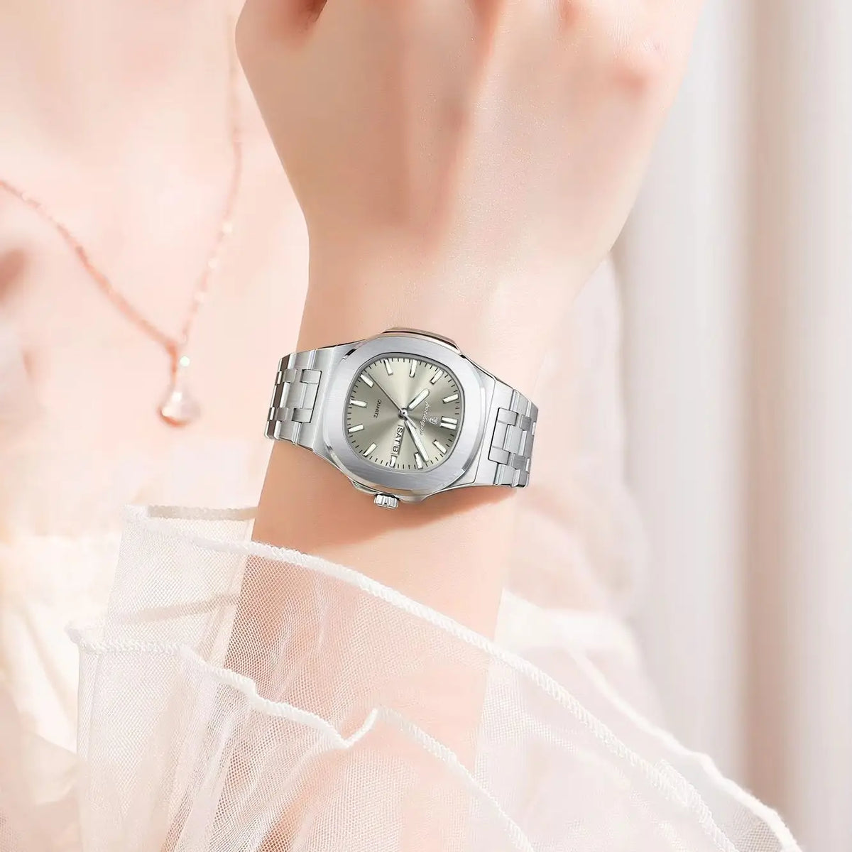Reloj de pulsera de moda POEDAGAR para mujer, luminoso, resistente al agua, con fecha y día, de cuarzo, elegante, de acero inoxidable, reloj para mujer, regalo