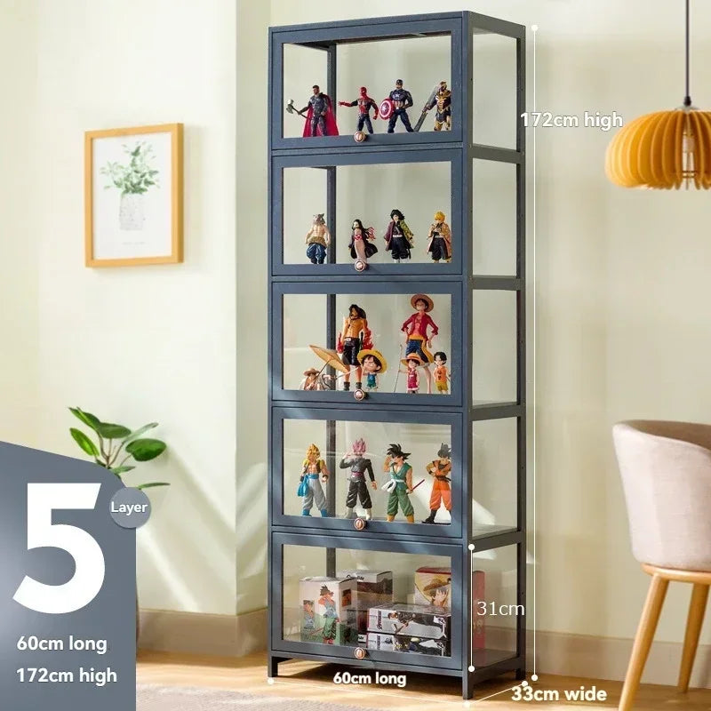 Vitrina hecha a mano, vitrina transparente a prueba de polvo con imitación de vidrio, caja de almacenamiento acrílica para juguetes Lego, estante para libros