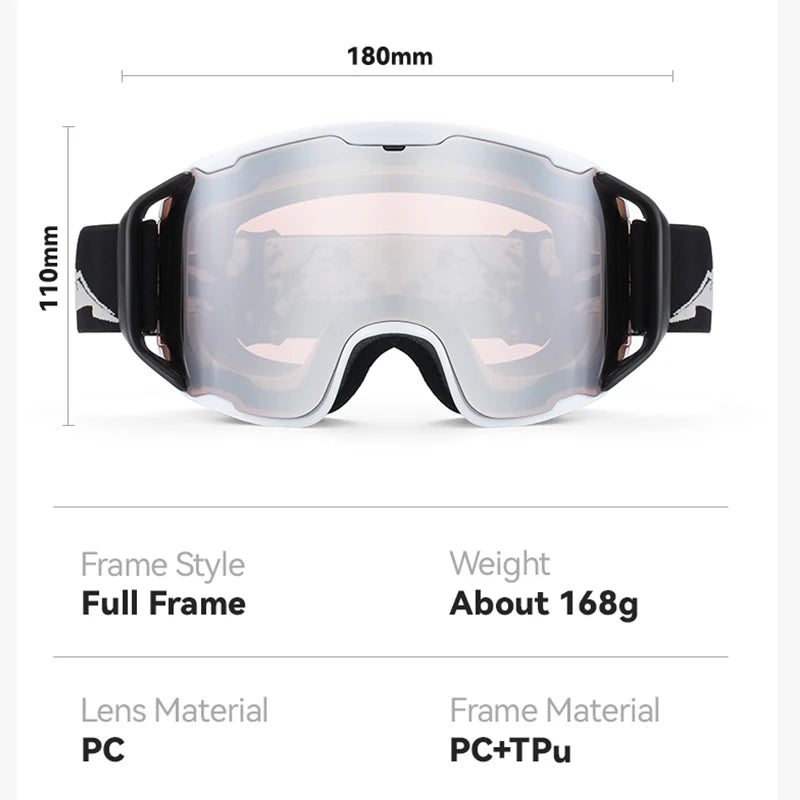 Gafas de esquí de doble capa antivaho, gafas de snowboard para hombres y mujeres, deportes de invierno al aire libre, protección UV, gafas de esquí de fondo