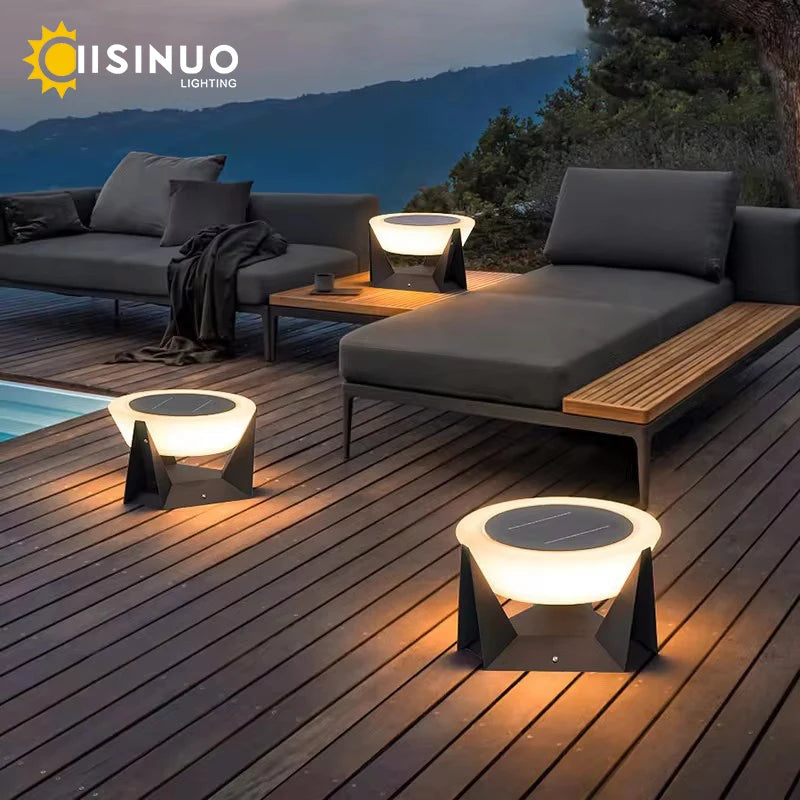 Lámpara solar para poste de exterior, luz para columna de 3000K, iluminación de jardín y paisaje con protección IP65, para patio, valla, cubierta y superficies planas