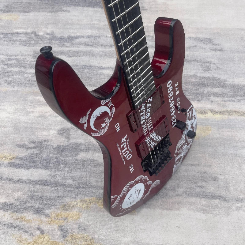Guitarra Eléctrica STSS de Alta Calidad con Acabado Rojo Metálico, Doble Pastilla, Doble Bloqueo de Trémolo, Guitarra de Rock Metálica, Entrega Incluida