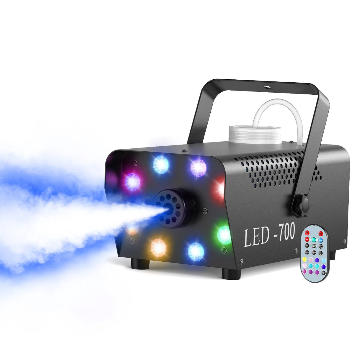 Máquina de humo U'King de 700W RGB 3 en 1 con 8 luces LED, máquina de niebla colorida para escenario, iluminación de espectáculos, bodas, discotecas, DJs y Navidad