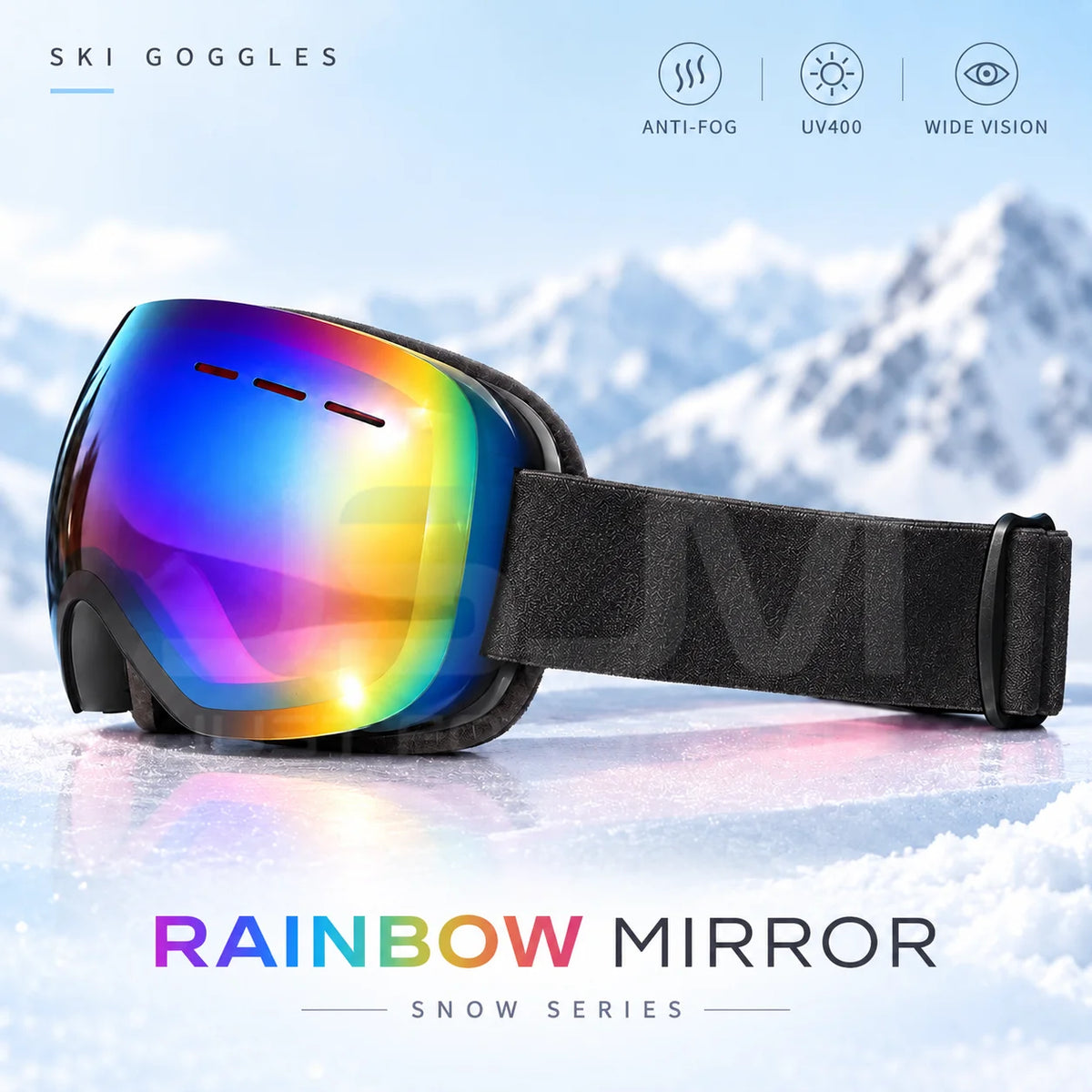 Gafas de esquí profesionales para adultos JSJM, con protección UV400, tratamiento antiniebla, lentes REVO de doble capa, gafas para snowboard con amplio campo de visión, para hombres y mujeres, ideales como regalo de Navid