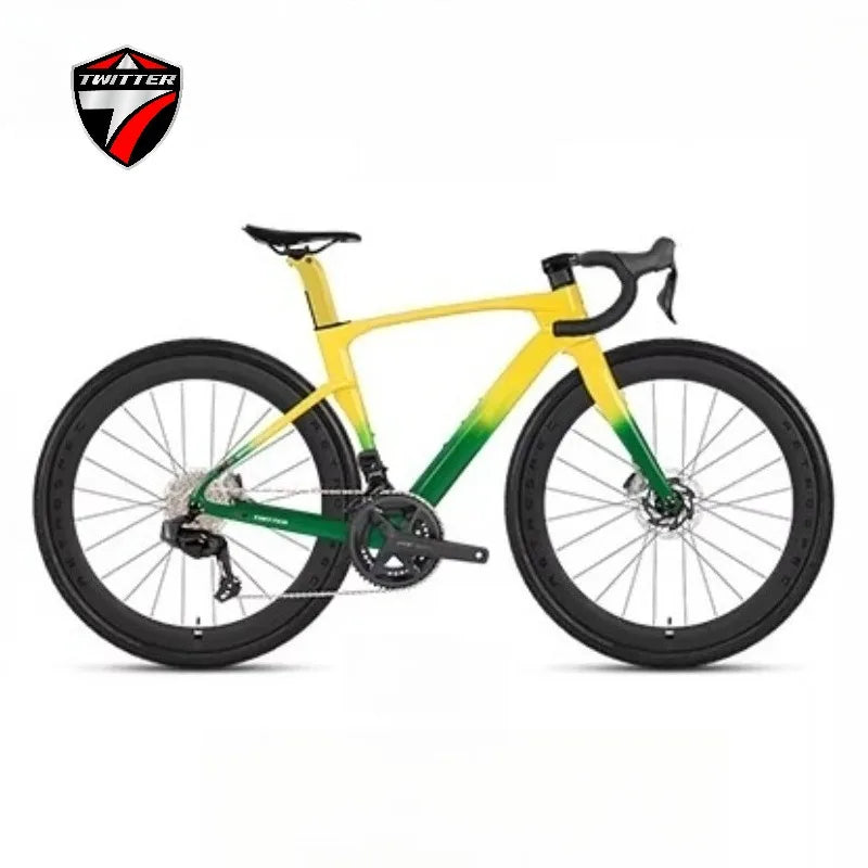Bicicleta de carretera de fibra de carbono TWITTER Gravel V3, velocidad variable electrónica SENTYEH, ES7000-1*13 velocidades, frenos de disco hidráulicos, bicicleta de gravel