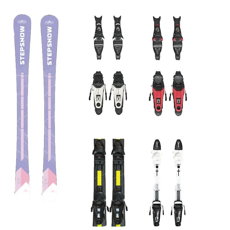Equipo de esquí, esquíes de fondo, tabla de snowboard, conjunto de esquí, para jóvenes y adultos, para mujer, juego de soportes de doble placa, 133 cm, color morado.