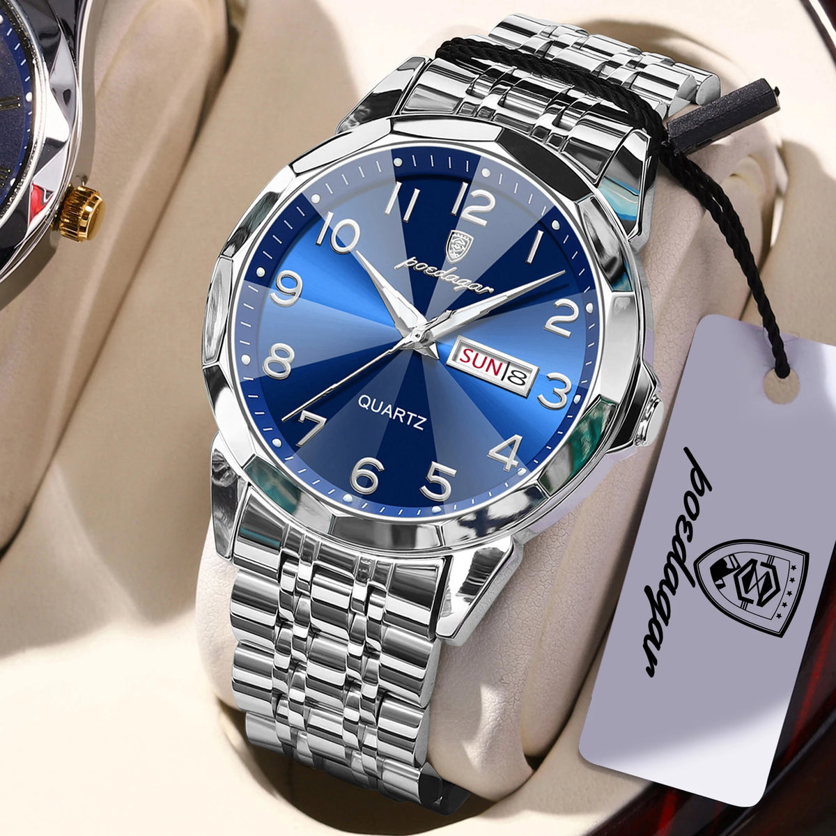 POEDAGAR Top Luxury Men Wristwatch Waterproof Luminous Date Week Man Clock Business Stainless Steel Quartz Fashion Men's Watches