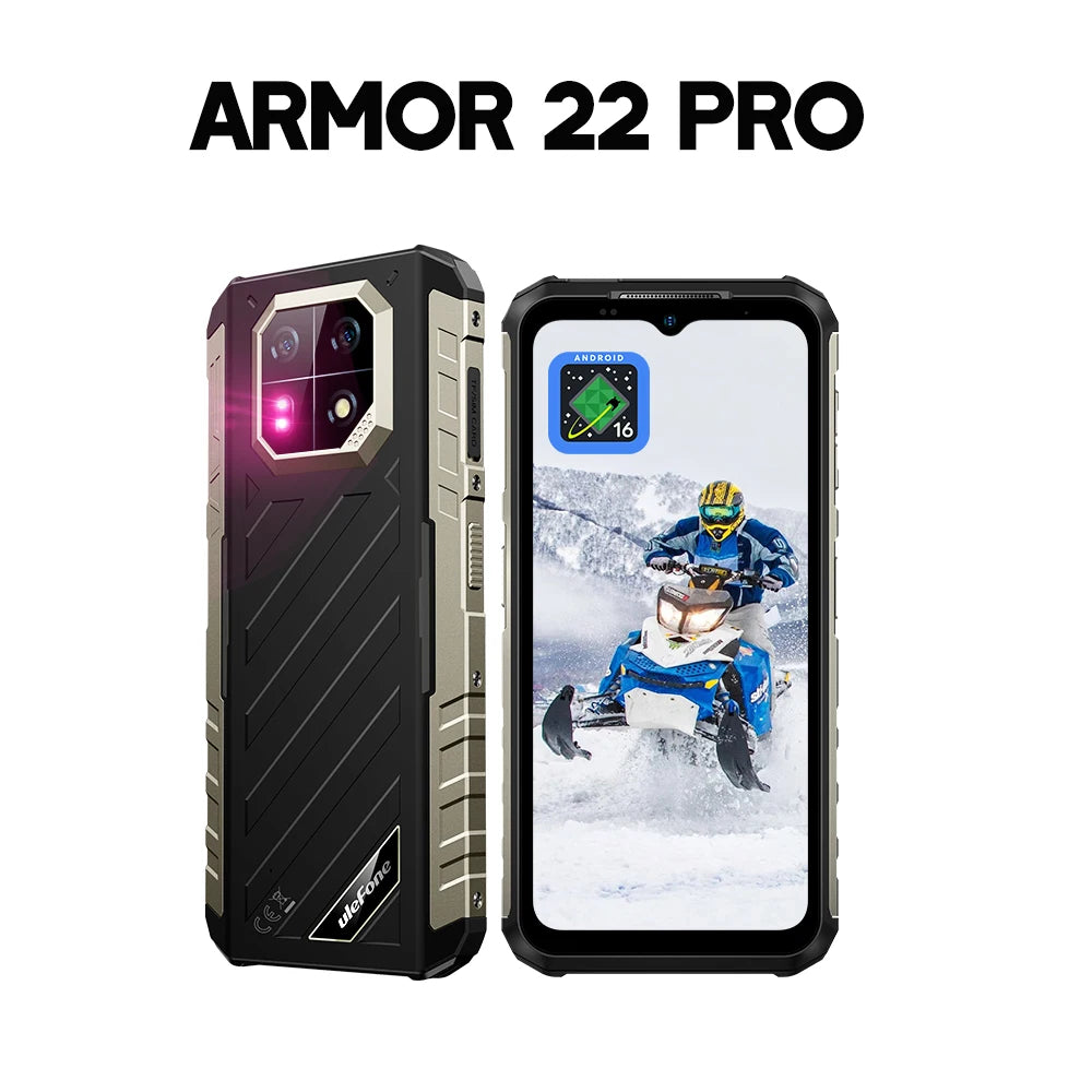 【eSIM】Ulefone Armor 22 Pro Smartphone resistente Android 16 MTK G200 hasta 16GB RAM Pantalla de 6.58" 6600mAh Versión nocturna de 64MP