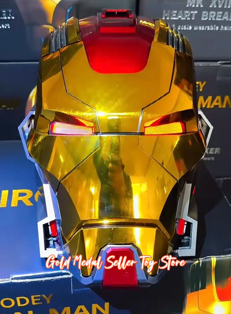 Casco de Iron Man Mk17 Mk5 de los Vengadores, Automático, 1 a 1, Apertura y Cierre Eléctrico, Control Remoto por Voz en Inglés, Juguete de Cosplay, Regalo de Cumpleaños