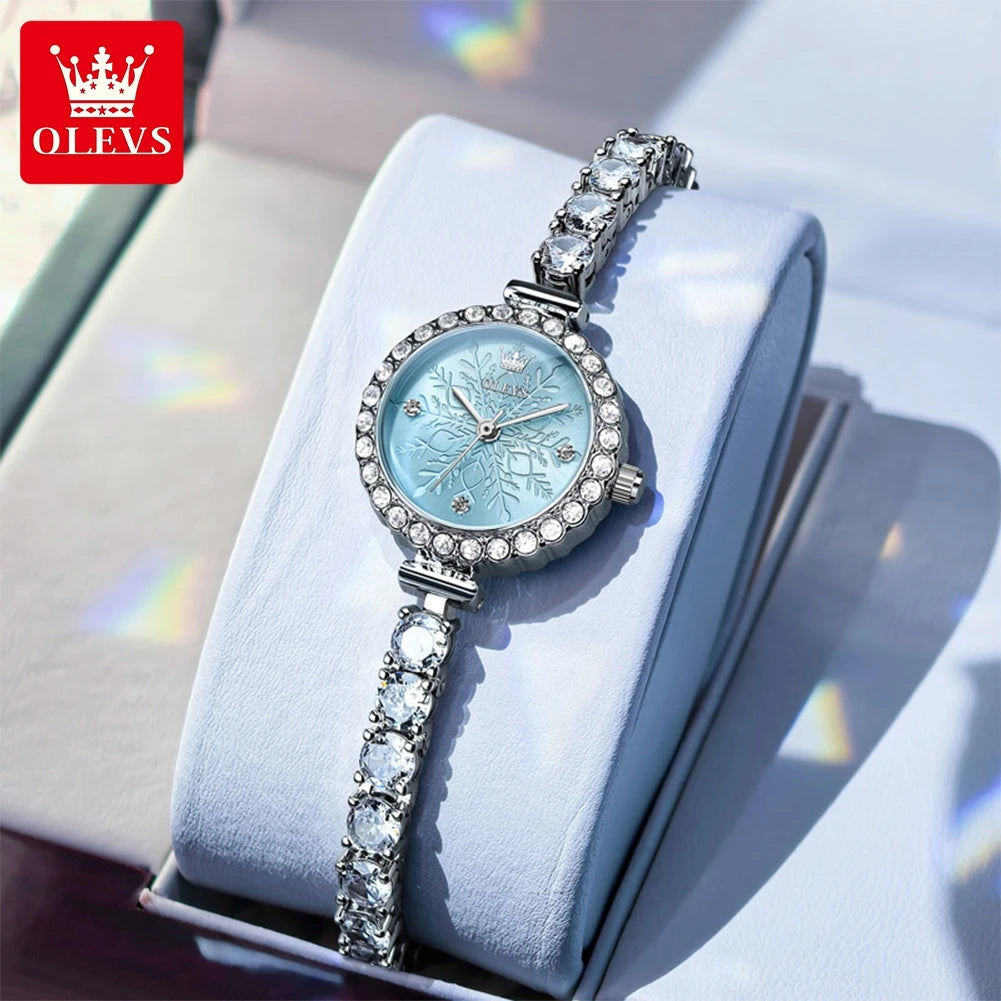 Reloj de cuarzo para mujer OLEVS 5889 con diamantes completos, correa de acero, resistente al agua, elegante reloj de lujo para dama, nuevo