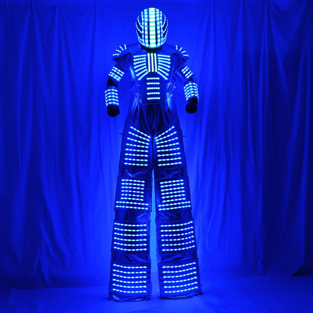 Disfraz de Robot Led con efecto de cambio de Color, traje de Robot con diseño de escenario para fiesta, Hora Loca, Rgb