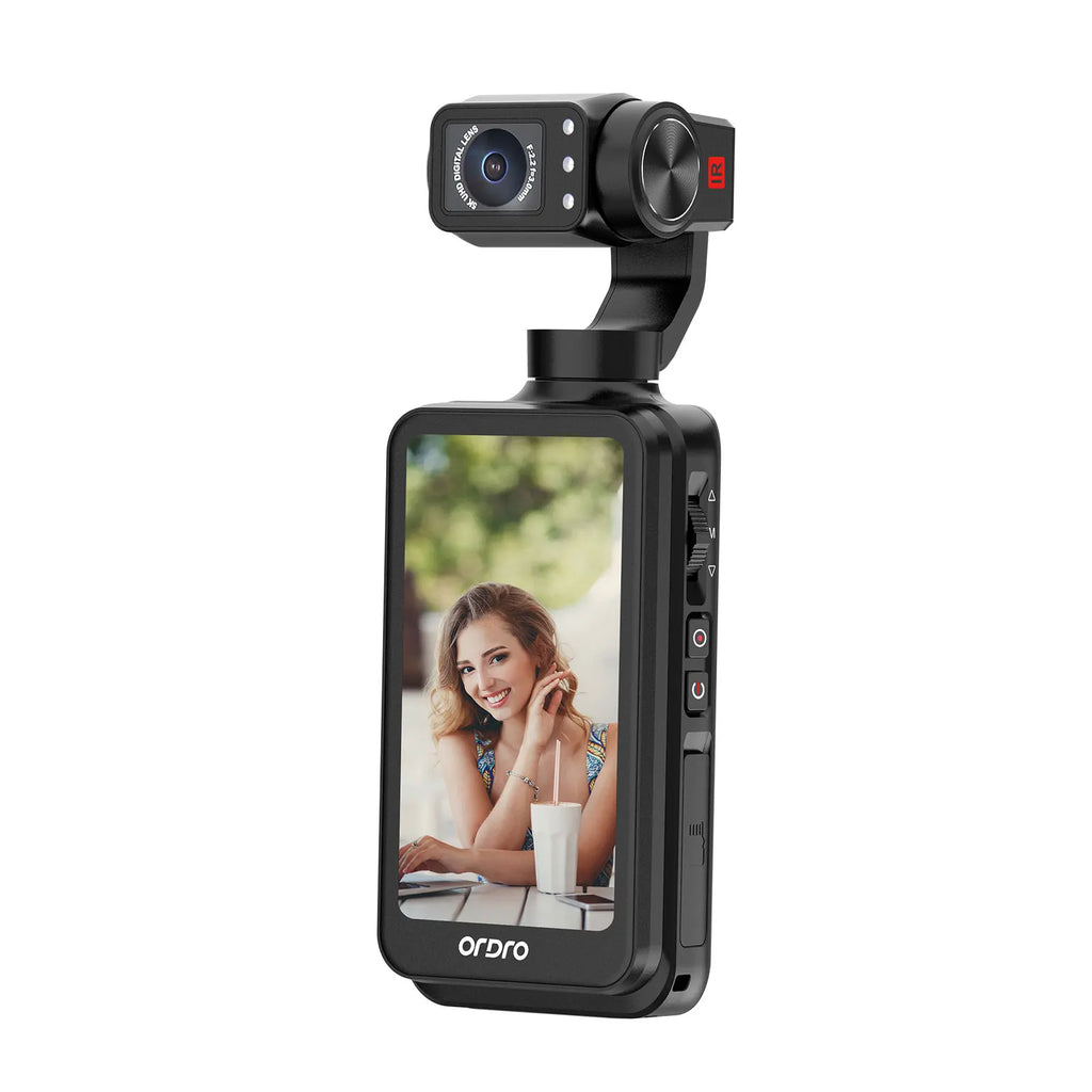 Cámara de Vlogging ORDRO M5 5K con Estabilizador de Gimbal de 3 Ejes, Videocámara de 56MP, Visión Nocturna IR, Pantalla Táctil de 3.5 Pulgadas
