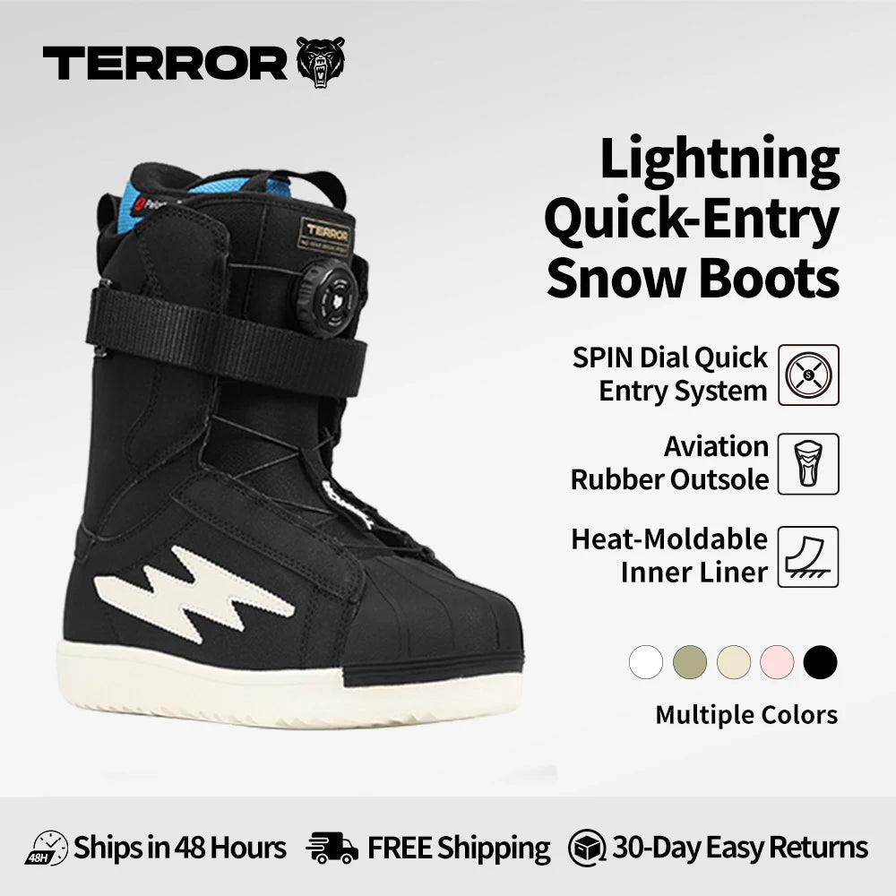 Botas de snowboard TERROR Lightning Quick Fit con forro Polartec, sistema NX Dial, calce rápido, zapatos de invierno para hombre