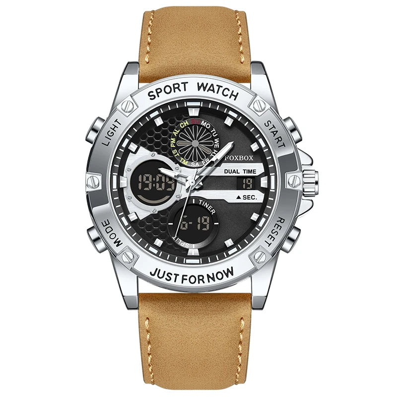 Reloj LIGE de alta gama para hombre, reloj de pulsera de cuarzo con cronógrafo, militar, deportivo, resistente al agua y con correa de piel