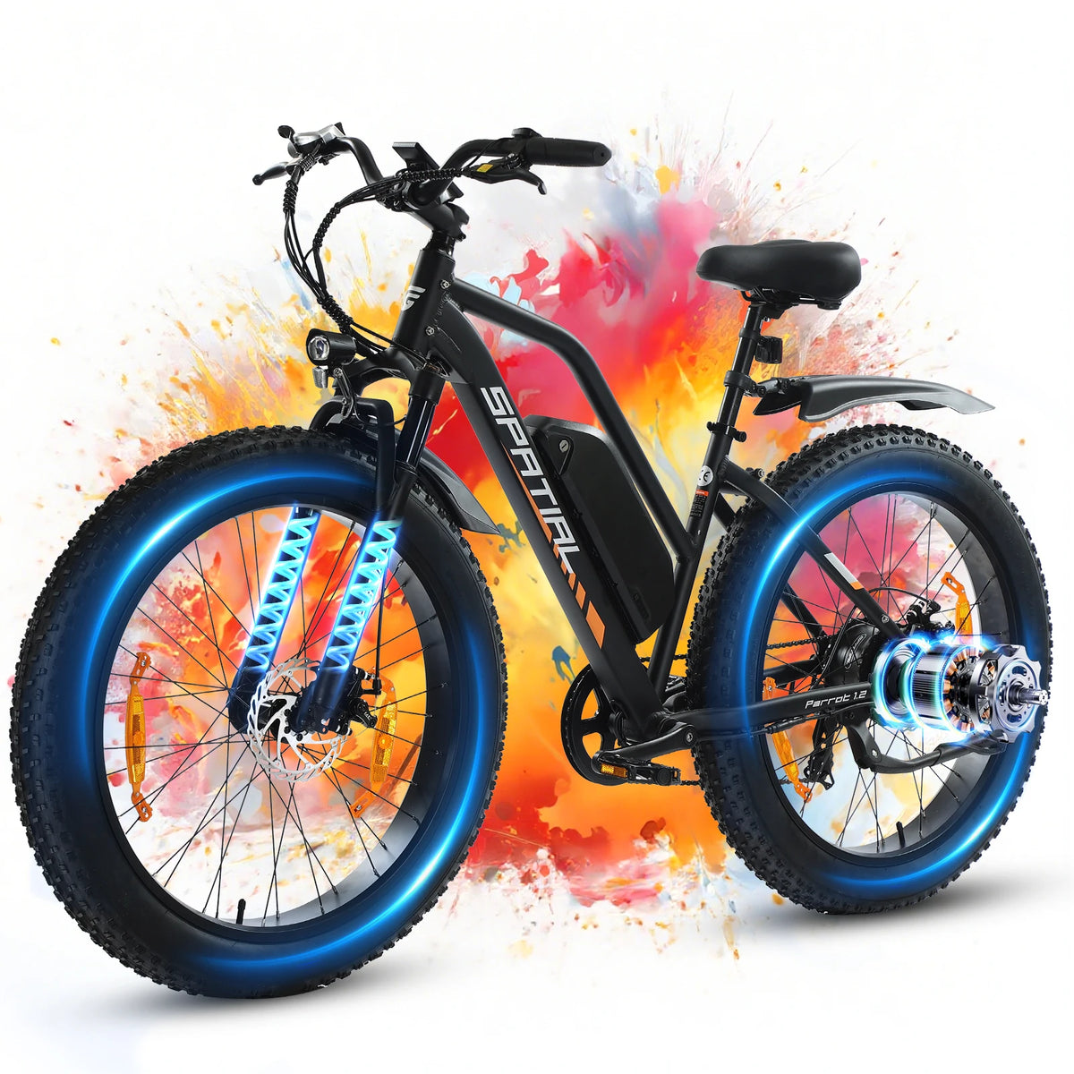 Bicicleta eléctrica SPATIAL Parrot, motor de 250W, batería de 48V13Ah, tamaño de neumático de 26", 7 velocidades, aleación de aluminio, autonomía de hasta 65 km, bicicleta urbana para mujer