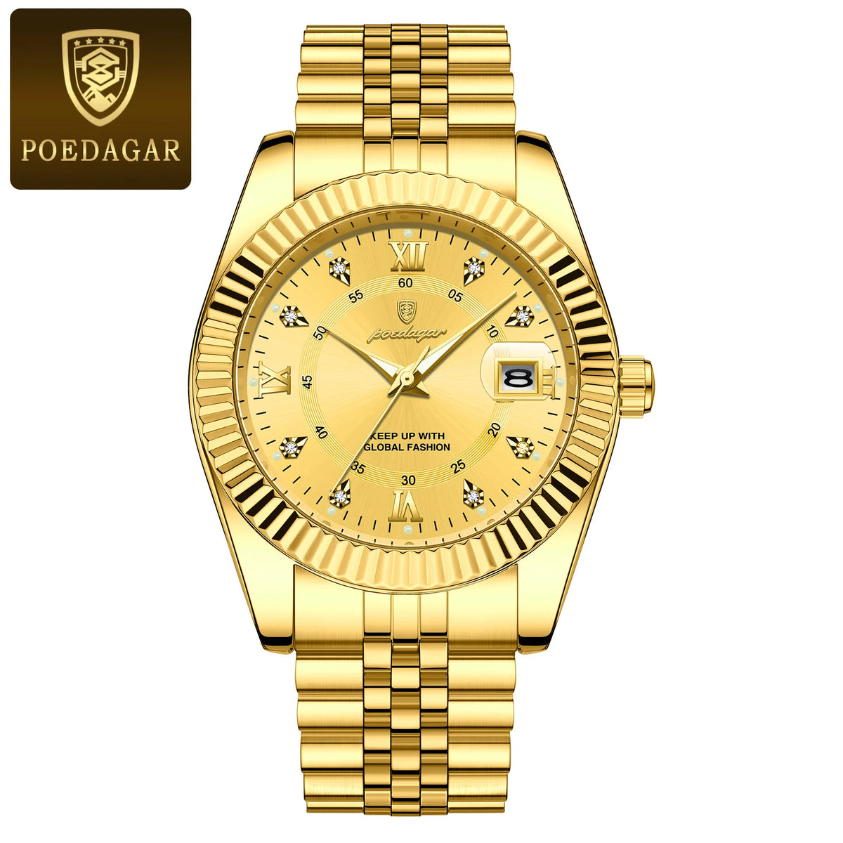 Reloj de lujo para hombre POEDAGAR, resistente al agua, acero inoxidable, luminoso, reloj de pulsera militar, cronógrafo de cuarzo para negocios