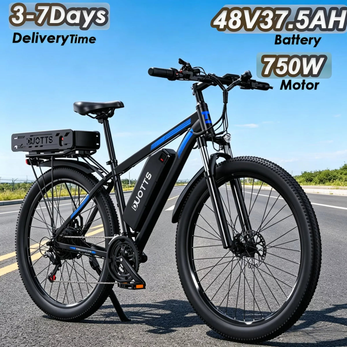 Bicicleta eléctrica con motor de 750 W, batería de largo alcance de 48 V 37.5 Ah, frenos de disco hidráulicos duales, neumáticos de 29 pulgadas, bicicleta eléctrica para transporte urbano