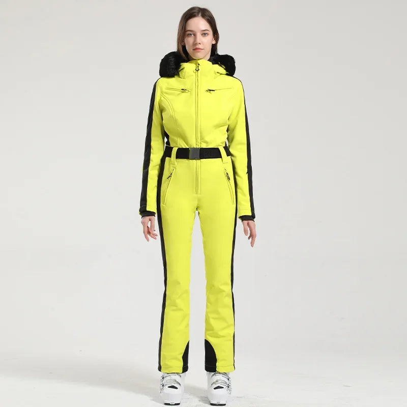 Traje de esquí de una pieza para mujer, chaqueta cálida para Snowboard al aire libre, conjunto de esquí, monos impermeables a prueba de viento, ropa de invierno, novedad de 2025