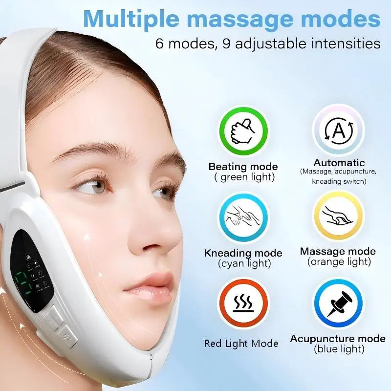Máquina Eléctrica Reductora de Doble Mentón en Forma de V, Dispositivo de Belleza Facial, Masajeador Adelgazante Facial para Mejorar la Línea de la Mandíbula