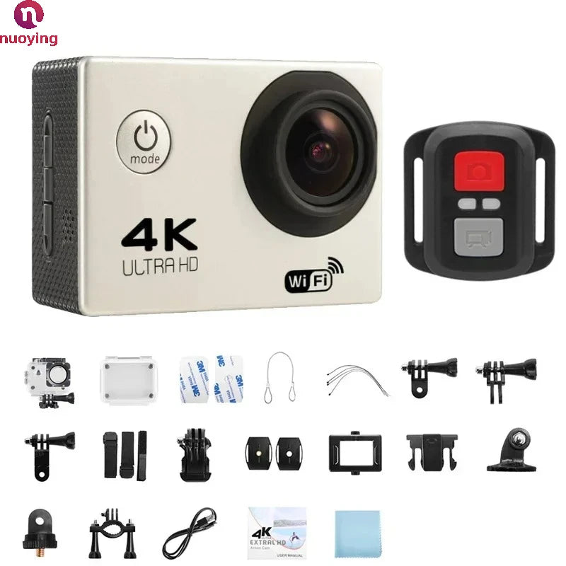 Cámara de Acción 4K Ultra HD Resistente al Agua, Videocámara Deportiva WiFi 1080P 30FPS, Pantalla de 2.0 Pulgadas 170° °   Cámara Mini Subacuática de Gran Angular para Grabación de Video al Aire Libre
