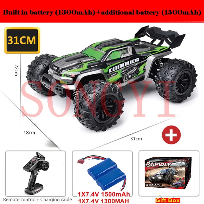 Coches RC de 50 u 80 km/h, escala 1/16, todoterreno, derrape, 4WD con LED, control remoto 2.4G, camión monstruo impermeable, regalo de juguete para adultos y niños