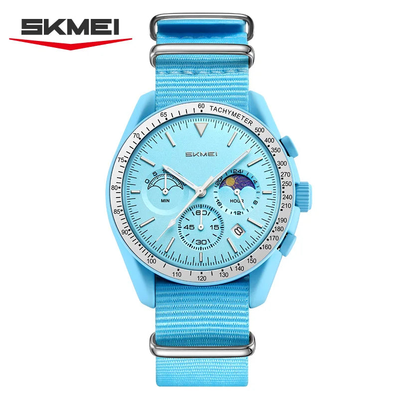 Reloj cronógrafo de cuarzo SKMEI 9392 para hombre y mujer, con fecha, resistente al agua 30M, reloj de pulsera deportivo, reloj de moda con correa de nailon, regalo, Reloj Mujer