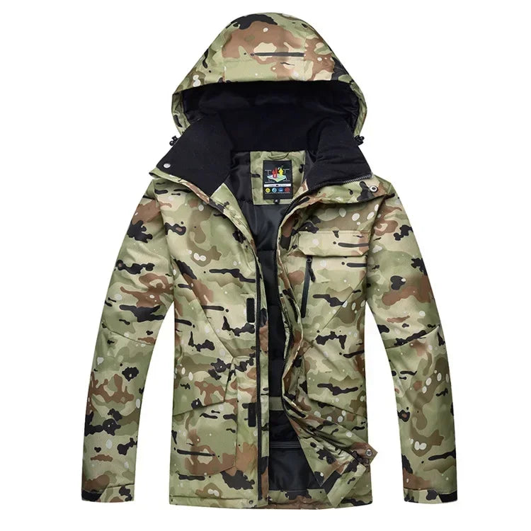 Ropa de Snowboard para Hombre, Conjunto de Traje de Esquí Súper Cálido con Camuflaje, Chaqueta Impermeable, Cortavientos y Transpirable para Escalar Montañas