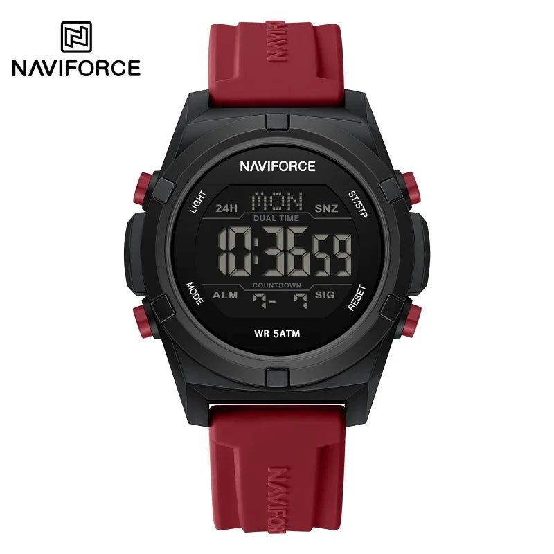 Reloj NAVIFORCE 2026 para hombre, reloj con alarma, cronómetro, resistente al agua 5ATM, pantalla dual LCD, reloj de pulsera de cuarzo para uso diario, casual y deportivo