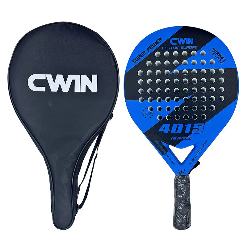 Raqueta de Pádel CWIN 4015 de Carbono Completo, Núcleo de EVA de 3.8cm, Raqueta Redonda para Principiantes, Raqueta de Pádel de Entrenamiento con Funda de Transporte