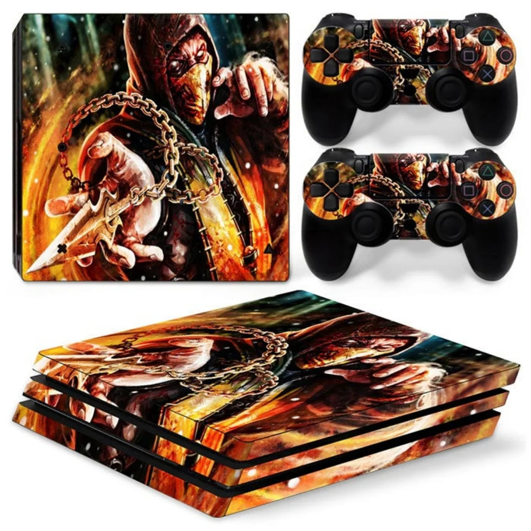 Protective Vinyl Decal Skin Sticker Full Set Cover Wrap for PS4 Pro Console and 2 Controllers