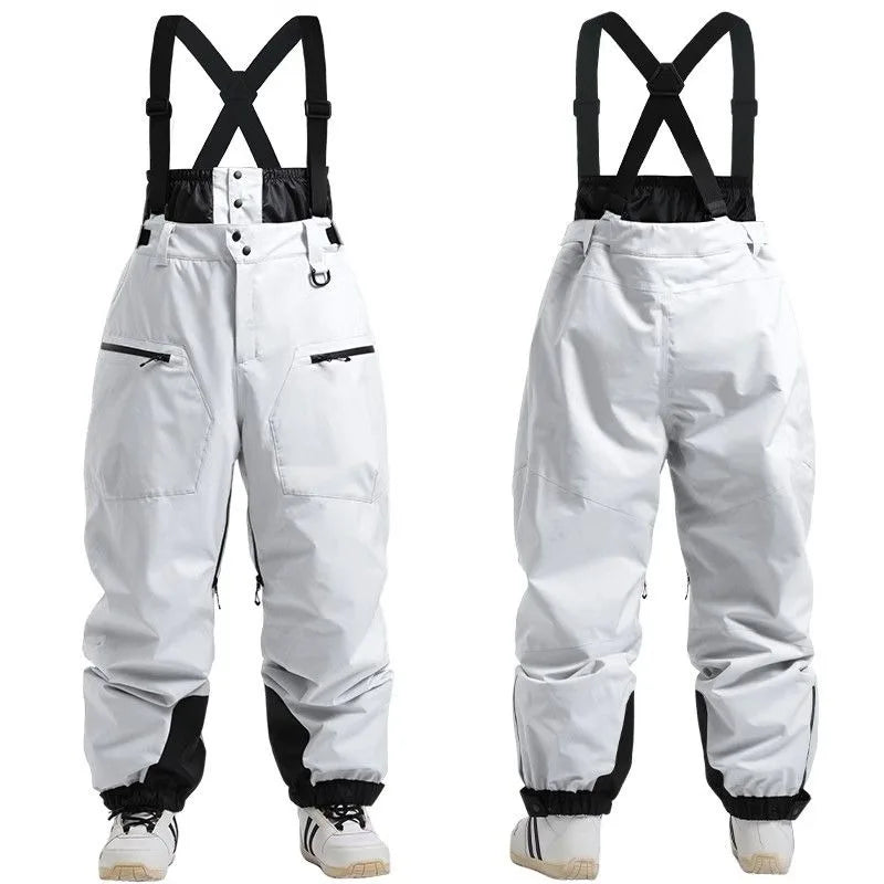 Pantalones de esquí con tirantes, unisex, para actividades al aire libre, resistentes al viento y a la nieve, cálidos, ideales para practicar snowboard, para hombres y mujeres, para esquí y deportes de invierno.