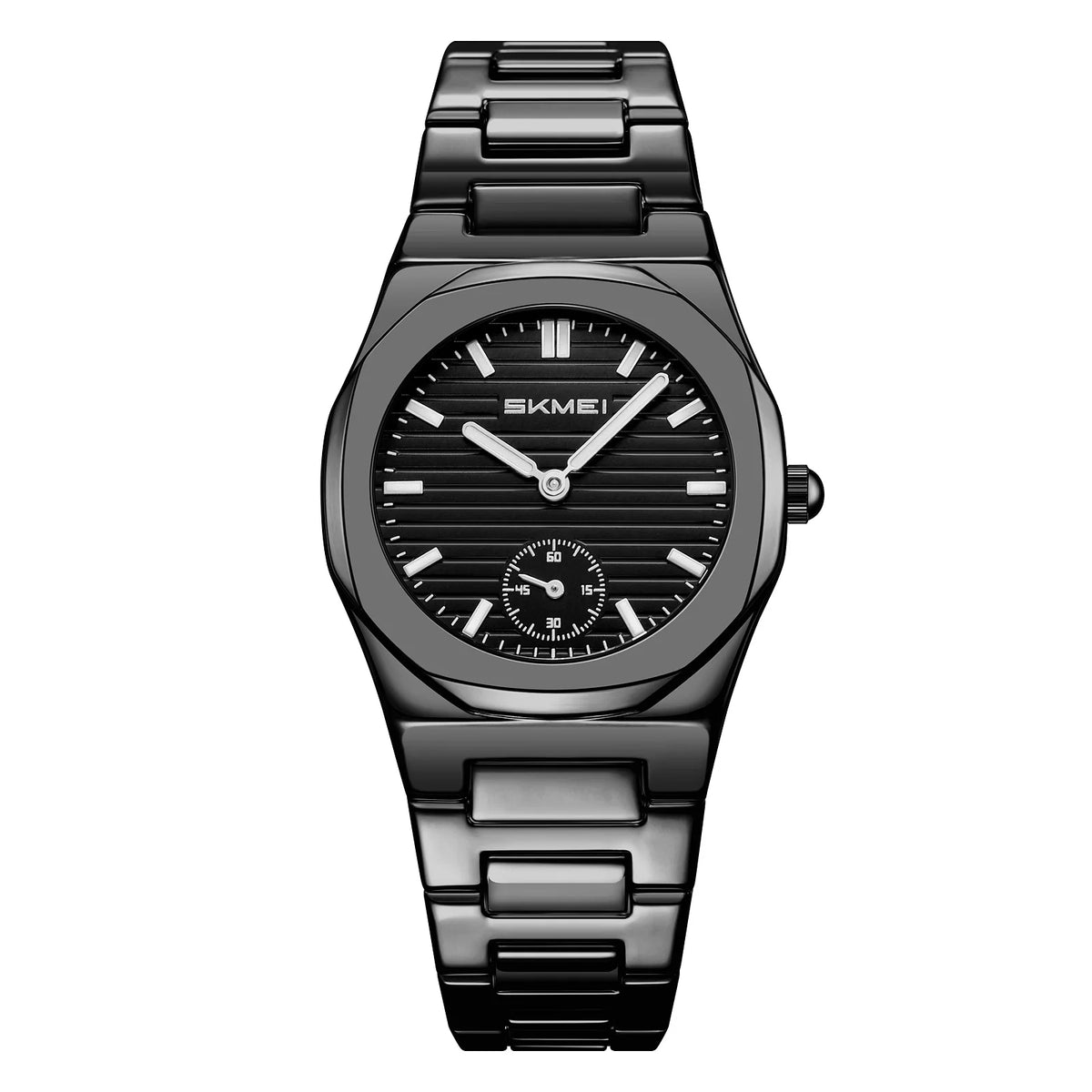 Reloj de cuarzo para mujer SKMEI con caja octogonal, brazalete de aleación de zinc, esfera de rayas horizontales, pequeño, resistente al agua, estilo ejecutivo 2681