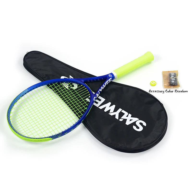 Raqueta de Tenis Blue-Leap de Fibra de Carbono, 345±10g Encordada, 60-65lbs, Absorción de Impactos, Apta para Atletas Profesionales de Alto Rendimiento