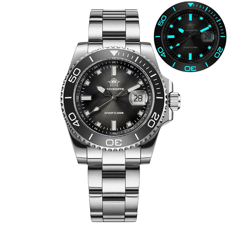 ADDIESDIVE Nuevo Reloj de Buceo AD2089 para Hombre, 41 mm, Bisel de Cerámica, Luminoso BGW9, Reloj de Cuarzo de Acero Inoxidable de Moda, Resistente al Agua 200 m