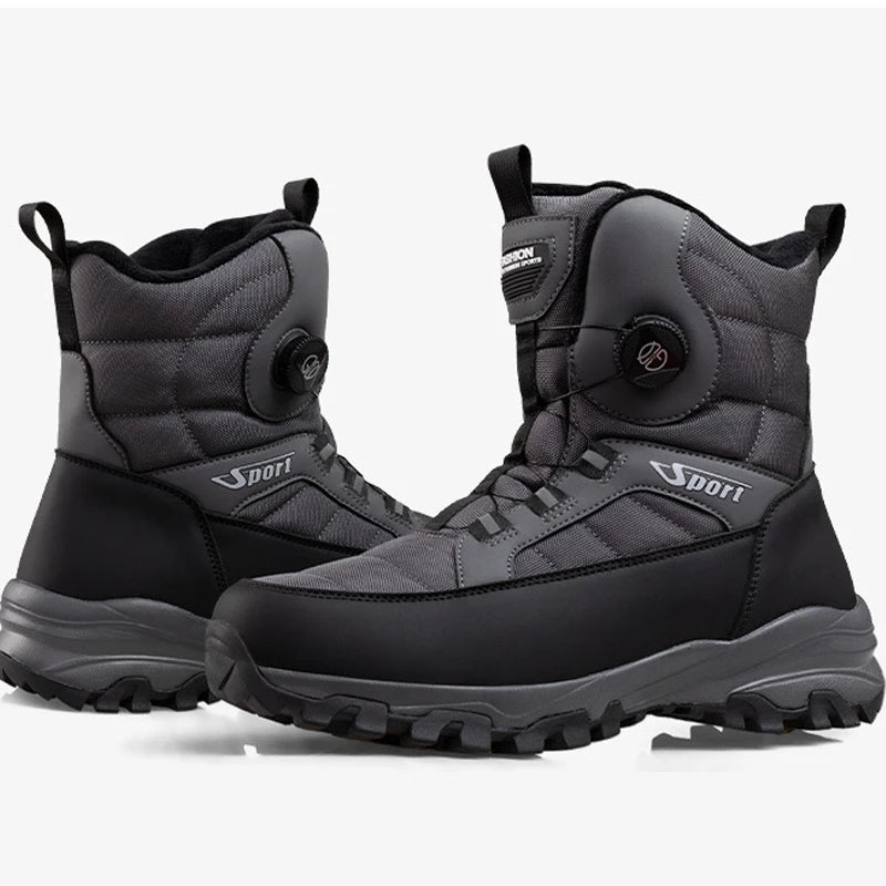 Botas de nieve cálidas para hombre, además de botas de algodón gruesas, zapatos de esquí para exteriores para hombre, zapatos de algodón antideslizantes impermeables, invierno para hombre