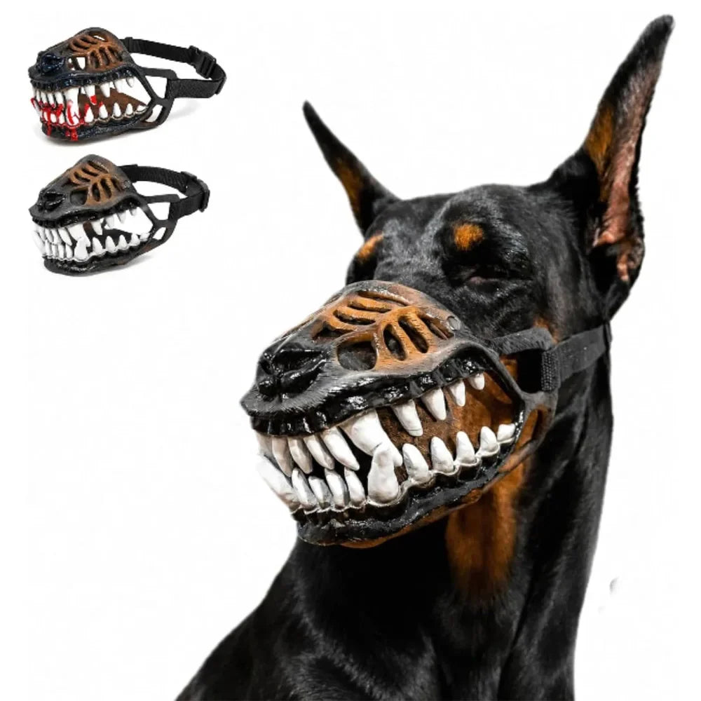 Funda para perro de látex natural, disfraz de monstruo de perro demoníaco de Halloween, funda para fiesta de Halloween, cosplay, máscara de dientes realistas para mascotas