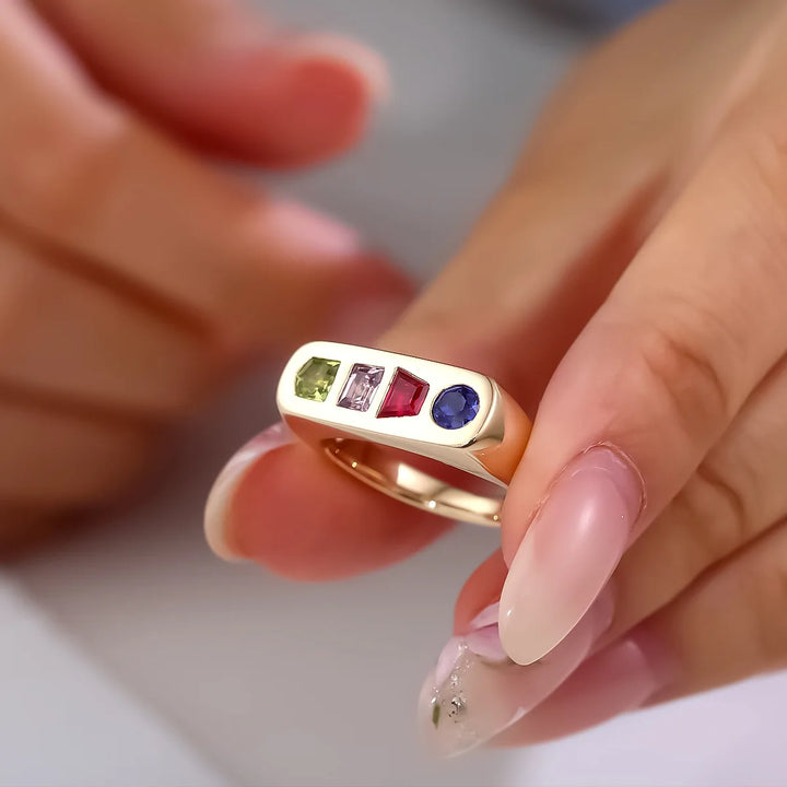MUSHAN Joyería Personalizada, Anillo de Oro de 14k y 18k con Rubí y Zafiro Cultivados en Laboratorio para Mujer, Anillos de Oro de 18K con Certificado GRC, Joyería Fina