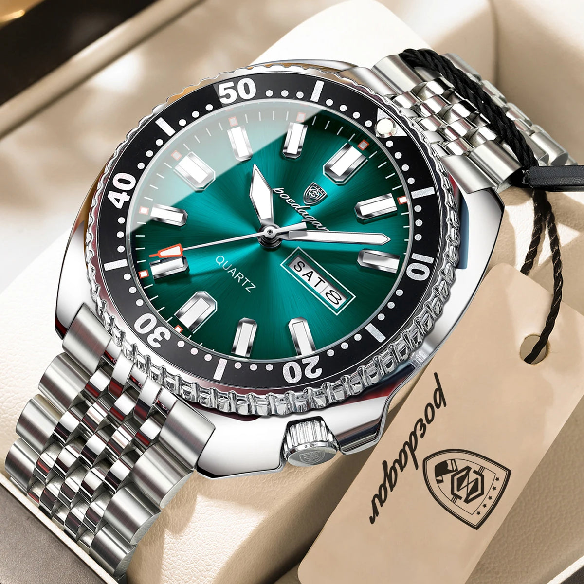 Reloj de pulsera para hombre POEDAGAR de alta moda, luminoso, resistente al agua, con fecha y día, de cuarzo, de acero inoxidable, creativo para hombre.