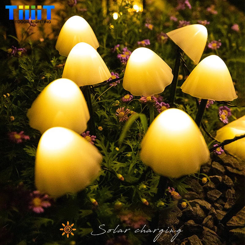 Lámpara solar LED de setas para césped, impermeable, para exteriores, con 8 modos, luz decorativa para senderos, paisajes, patios, terrazas y jardines