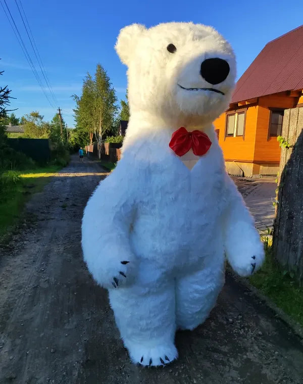 Nuevo disfraz inflable de Panda gigante, disfraz de mascota de oso Polar divertido de calle, disfraz de Fursuit inflable para adultos de Halloween