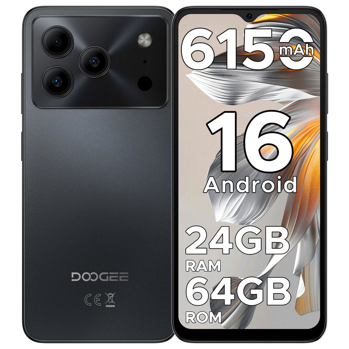 DOOGEE Note 56 VIP Edition Smartphone con el último Android 16, pantalla de 6.56", batería de 6150mAh, 24GB de RAM (3+21) y 64GB de ROM, teléfono móvil.