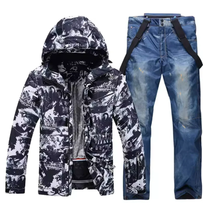 Traje de esquí colorido y cálido para hombre, ropa de snowboard, chaquetas de invierno, pantalones para hombre, ropa impermeable, disfraces de nieve,-30