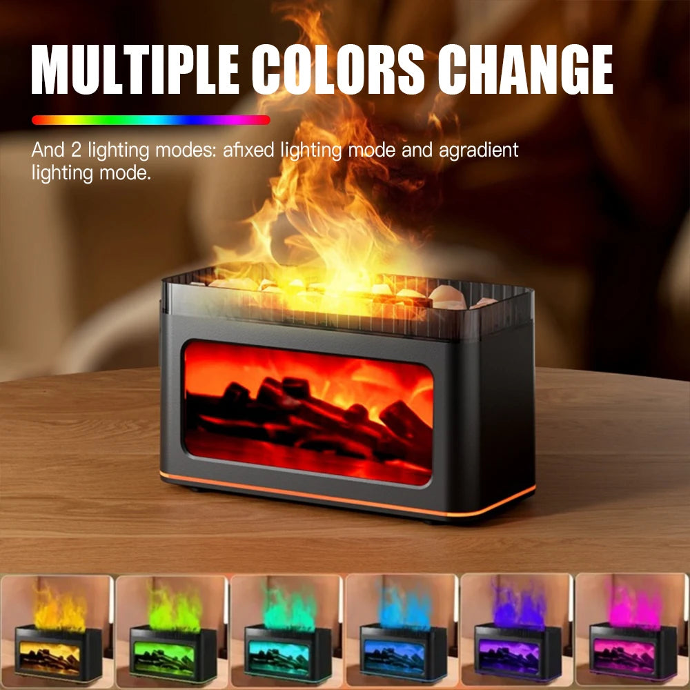 Humidificador de Chimenea, Humidificador con Aroma de Llama, Difusor de Fragancia, Difusor de Aceites Esenciales para Aromaterapia, Humidificador con Efecto de Fuego para el Hogar y la Habitación