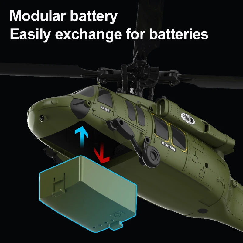 Helicóptero RC K200 UH-60 Simulación Black-Hawk de 6 Canales, 2.4G, Control Remoto Acrobático, Retención de Altitud y Posicionamiento de Flujo Óptico, RTF