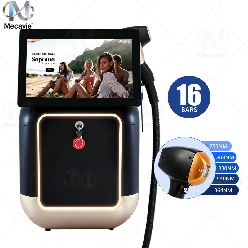 Dispositivo de Depilación Láser de Diodo de 5000W para Eliminación de Tatuajes, 6 Longitudes de Onda 755 808 810 830 940 1064nm y Depilación Permanente