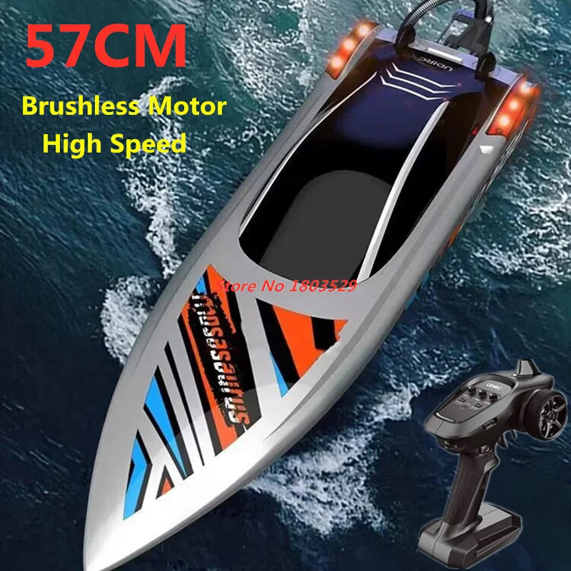 Lancha rápida de alta velocidad sin escobillas de 70 km/h, 57 cm, barco de carreras RC grande con refrigeración por agua, lancha rápida RC impermeable de PVC, juguetes