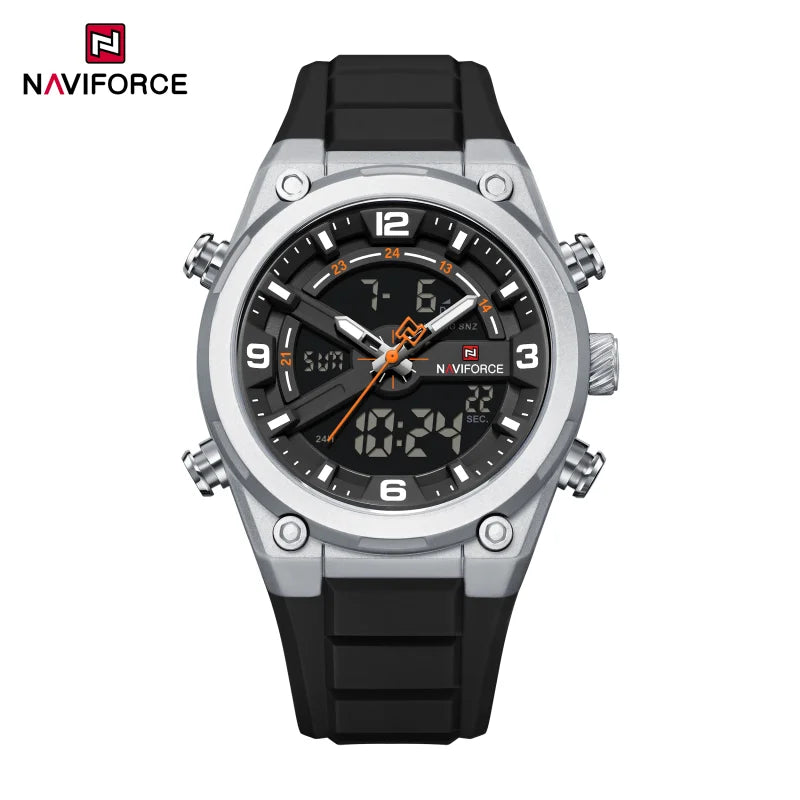 Reloj deportivo NAVIFORCE NF9265, nuevo modelo, resistente al agua y a los golpes, con calendario luminoso y correa de silicona para hombre